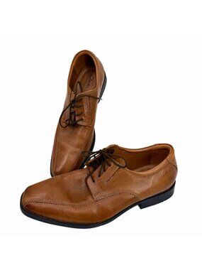 CLARKS COLLECTION MEN'S LT BROWN ULTIMATE COMFORT LEATHER OXFORD LACE UP DRESS S